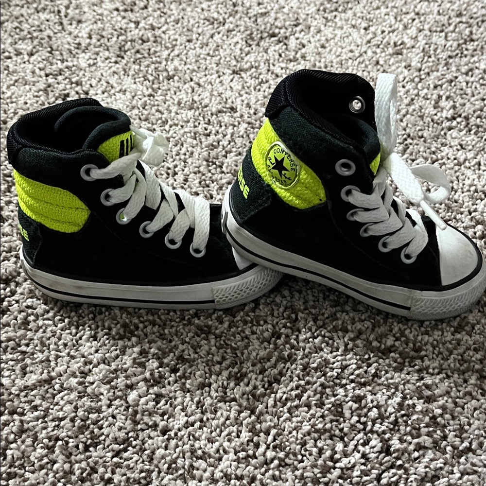Converse Kids High-Top Sneakers - Black and Bright Yellow Size 4 Toddler